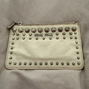 Miu Miu Silver Studded White card holder